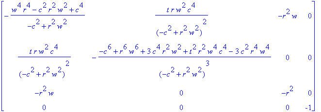 matrix([[-(w^4*r^4-c^2*r^2*w^2+c^4)/(-c^2+r^2*w^2),...