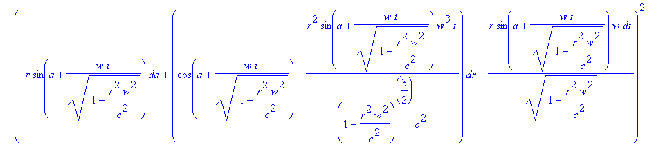 ds2 := c^2*(t/(1-r^2*w^2/c^2)^(3/2)*r*w^2/c^2*dr+1/...